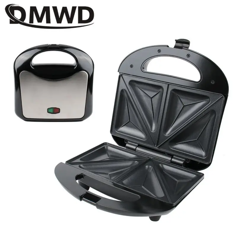 

DMWD Sandwich machine breakfast Panini Press ciabatta waffle machine household toast bread frying pan double-side heating Gill