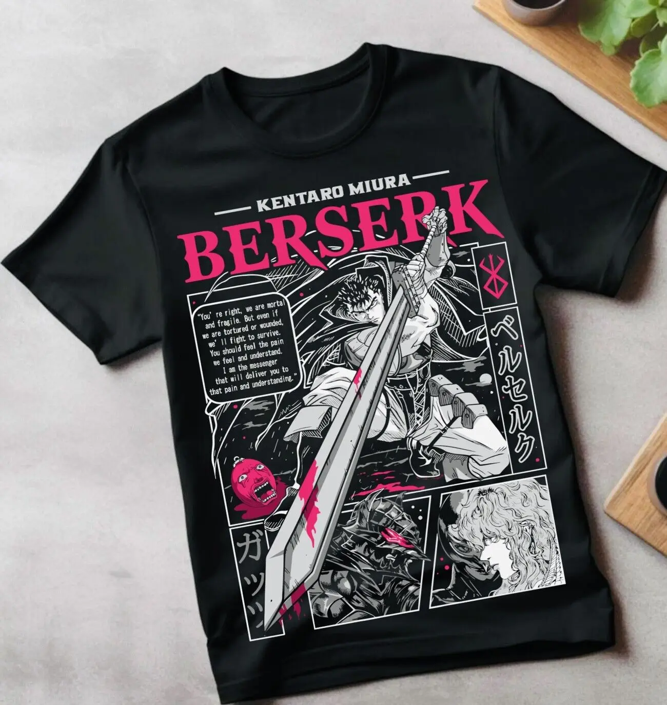 Berserk T-shirt Strip Guts Berserker Armour Horror Anime Gift Tee Shirt All Size