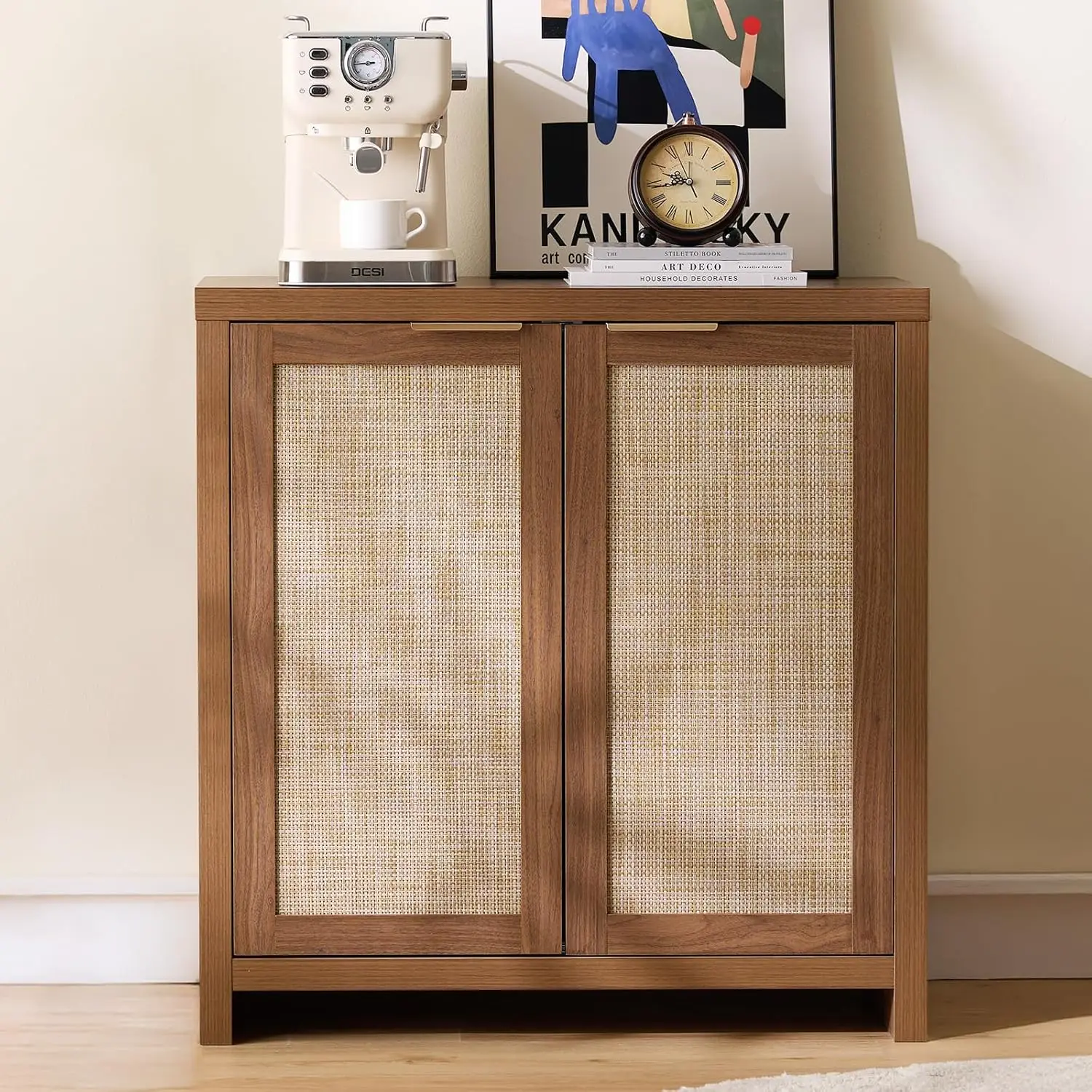 

Буфет-сервант из ротанга с дверцами и полками, в стиле фермерского дома, для гостиной и кухни, цвет орех, 1 шт., на заказ