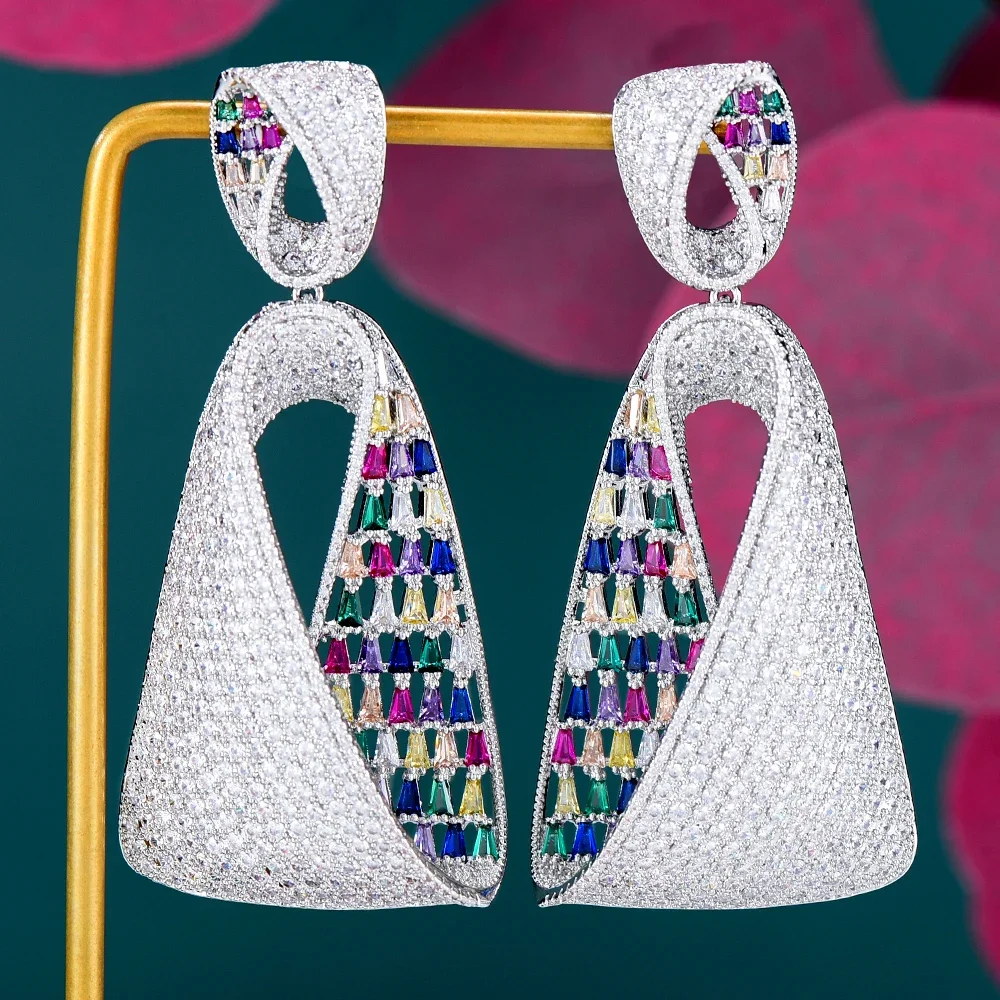 

Missvikki Dubai Luxury Original Big Pendant Earrings For Women Bridal Wedding Delicate Full CZ Boucle D'oreille Femme 2021 New