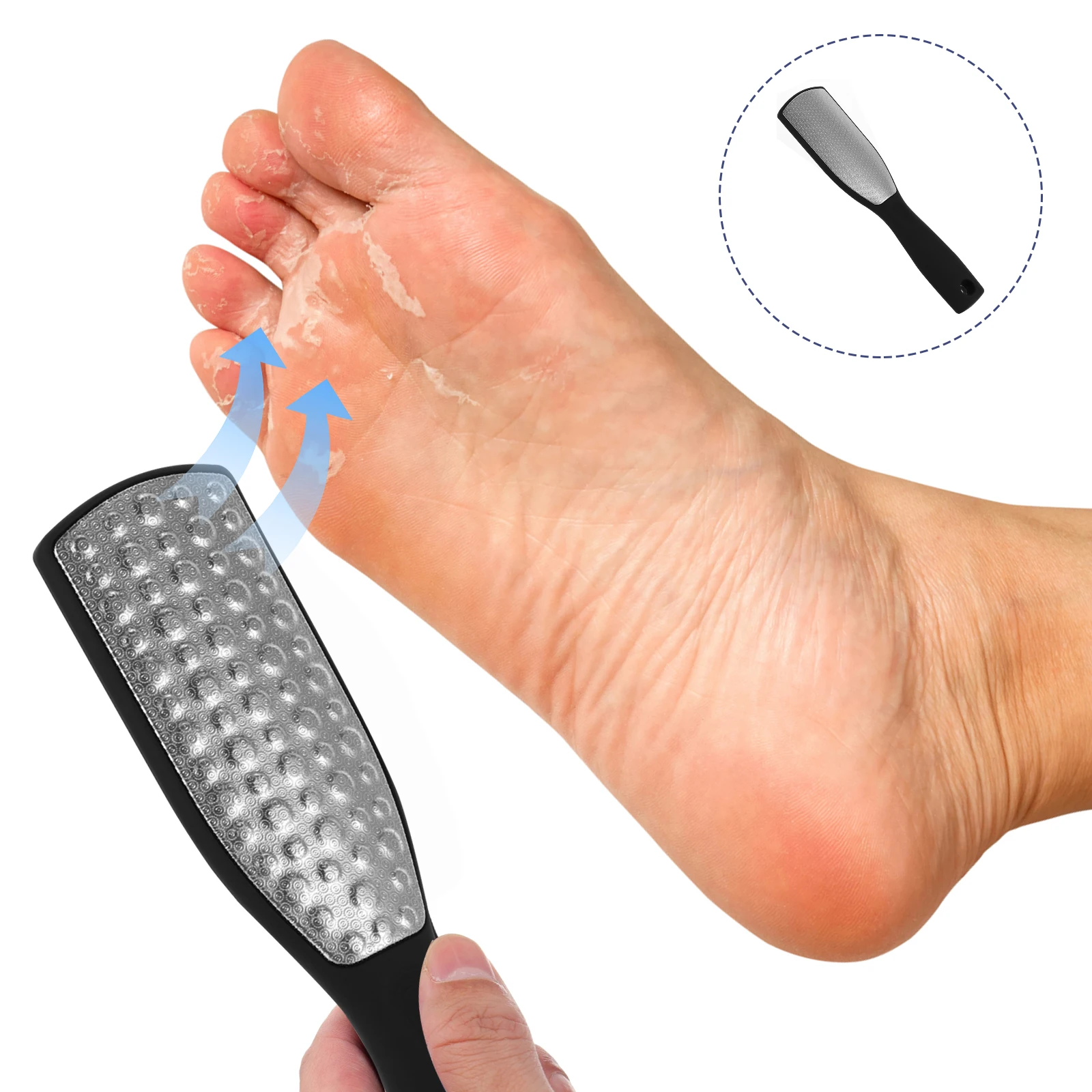 ตะไบเท้าสแตนเลส กำจัดหนังด้าน ขจัดเซลล์ผิวที่ตายแล้ว อุปกรณ์ดูแลเท้าในร้านเสริมสวย ตะไบโลหะสำหรับขัดเท้า