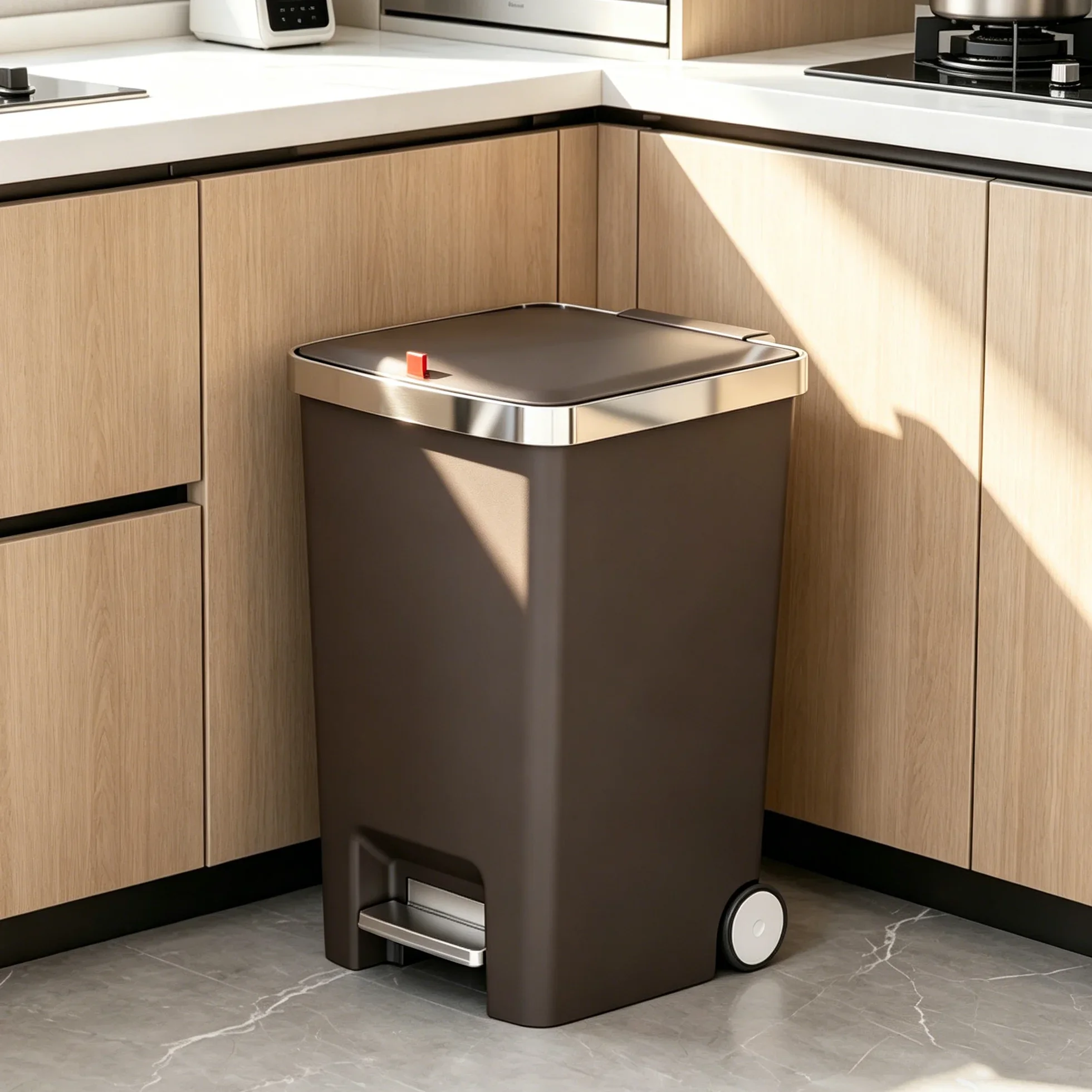 Modern Luxury Foot Pedal Trash Can for Home Living Room Office Bathroom Cover Included High Aesthetic Value Household Tool