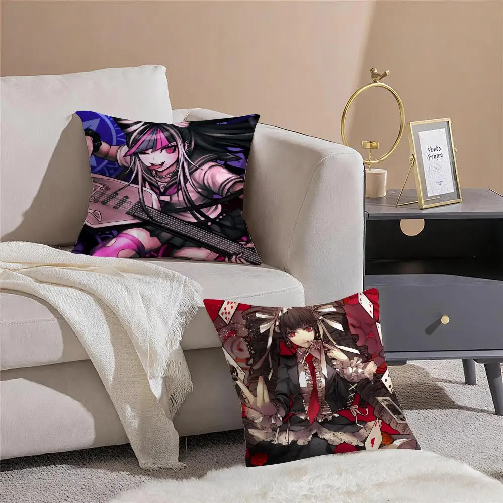 Mystery Anime D-Danganronpa Cushion Cover Pillowcase Short Plush Invisible zipper Room Sofa Cushion Cover