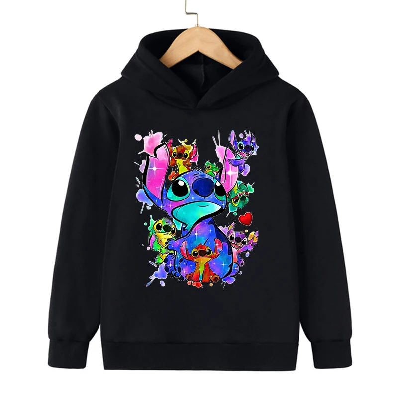 90s Disney Stitch Hoodie Children Cartoon Kid Girl Boy Lilo and Stitch Sweatshirt Hoody Baby Casual Top Clothes