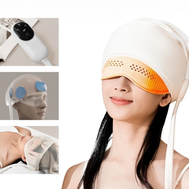 

Graphene Heating Head Massager – Air Pressure & Eye Hot Compress for Relaxation & Better Sleep Relax Improve Sleep Stress Relief