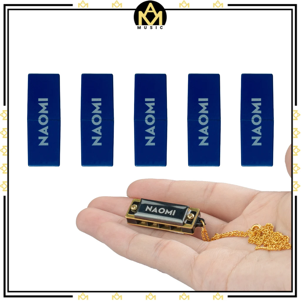 

5pcs/1set Mini Harmonica Necklace 4 Holes In Key Of C Solo Performance Use Fashinable Case