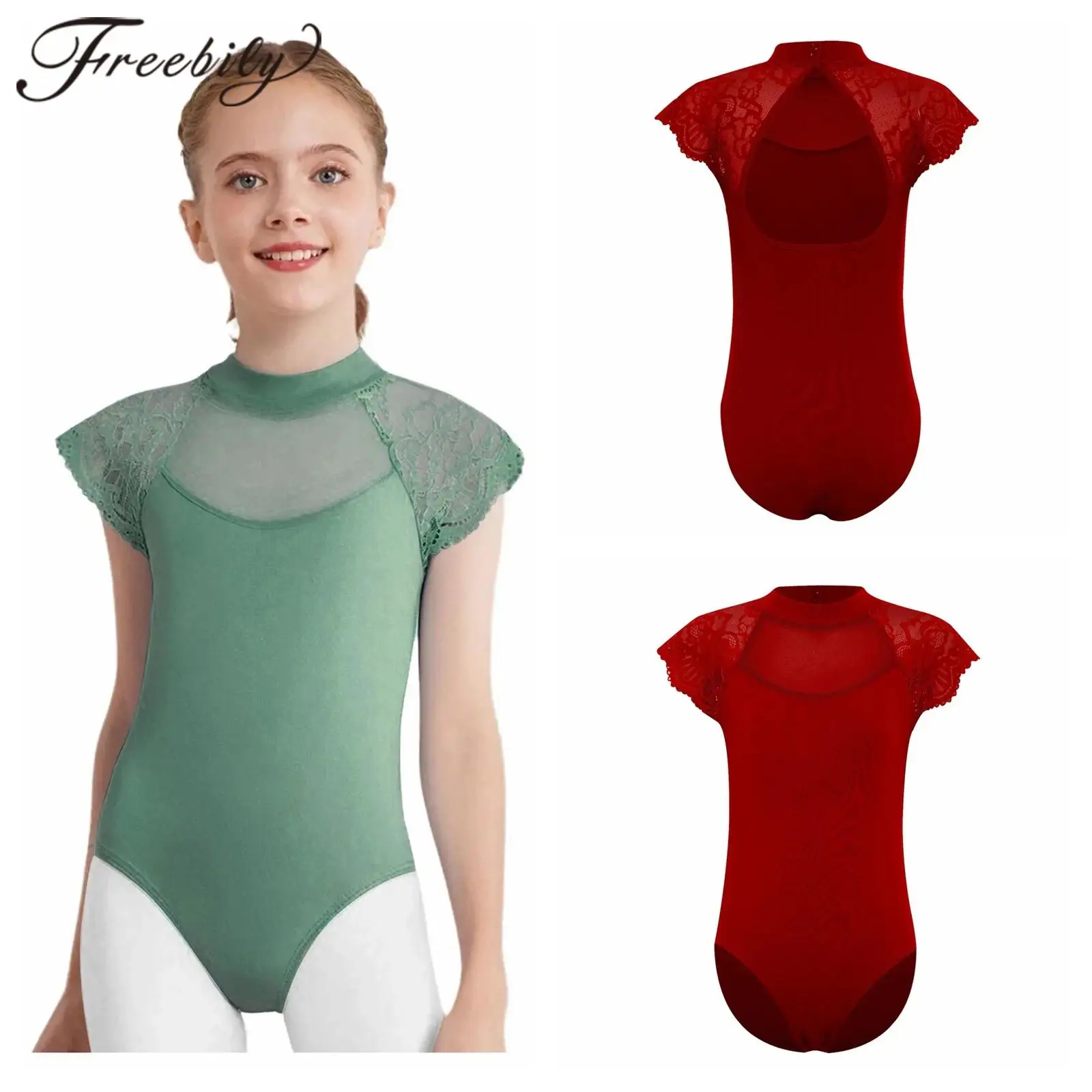 

Боди для художественной гимнастики для девочек, прозрачный сетчатый балетный трико, тренировочные танцевальные трико, детские комбинезоны для йоги, акробатики