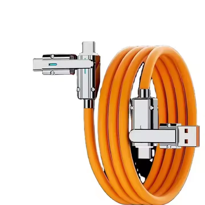 New 120W USB Type C to C Charging Cable 4 in 1 PD Silicone Cord Fast Charging Wire Data Charging Data Cable for Phone Samsung