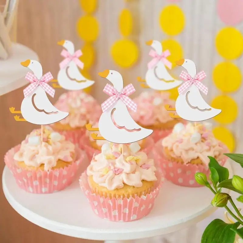 12pcs Silly Goose Cake Birthday Cakeate Insert Card Birthday Cakeateating Cupcake Toppers Kids Birthday
