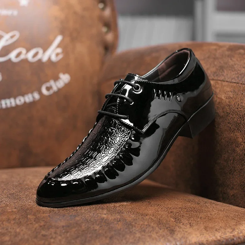 

Designer's New Men's Formal Leather Shoes, Lace Up Wedding Party Shoes, Men's Business Office Oxford Flat Shoes, Plus Size
