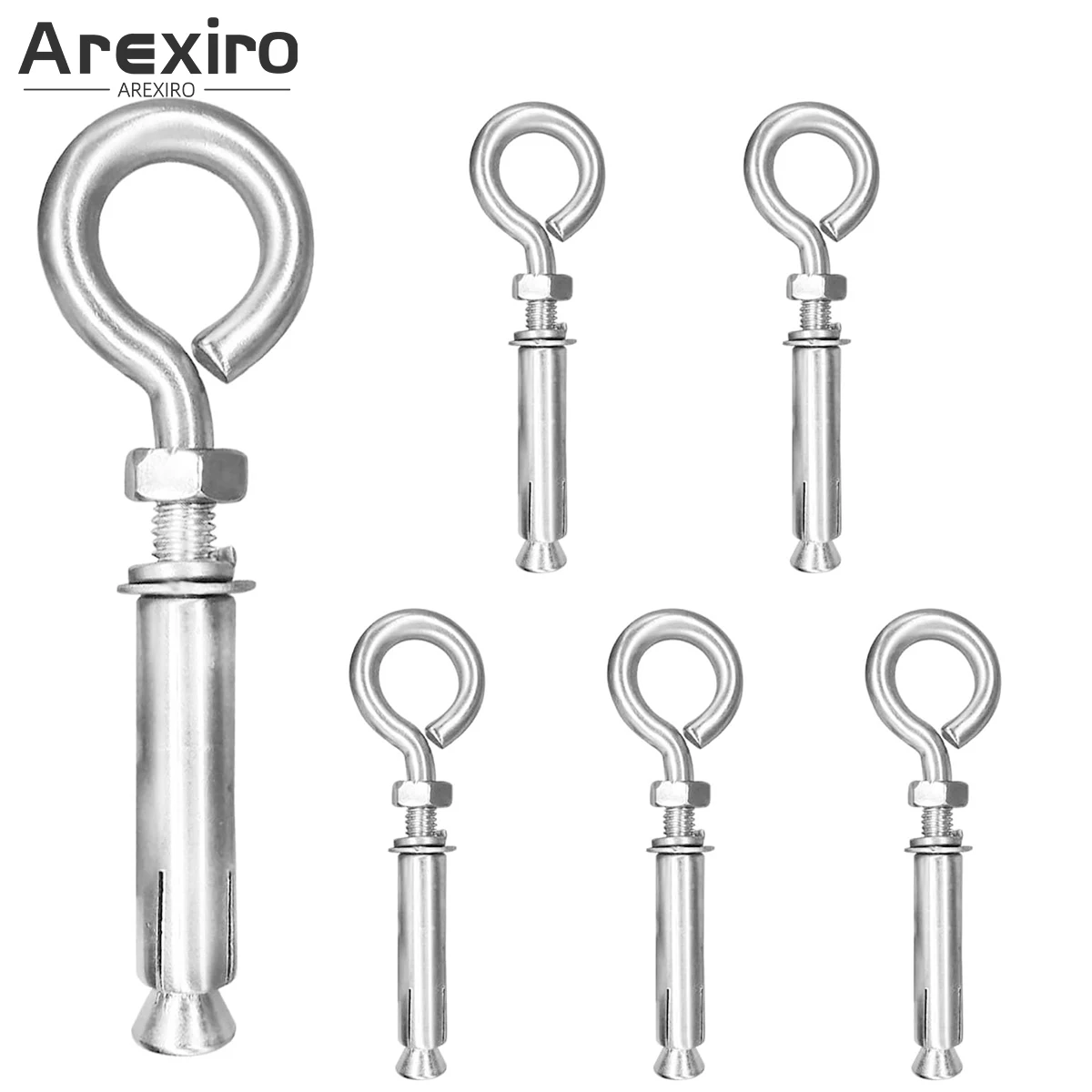 

5Pcs M8 304 Stainless Steel Explosive Hook Expansion Hook Screw Opening Explosive Lifting Ring Expansion Bolt