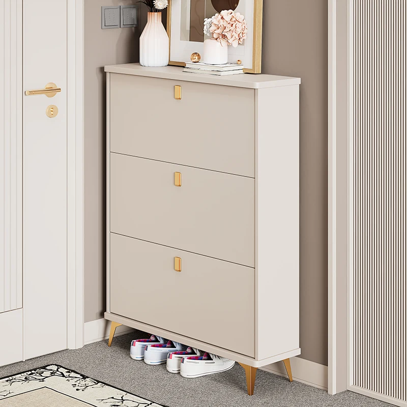 

Italian Style Cream Shoe Cabinet Wooden Waterproof Living Room Shoe Rack Organizer Storage House Meuble Chaussures Furniture