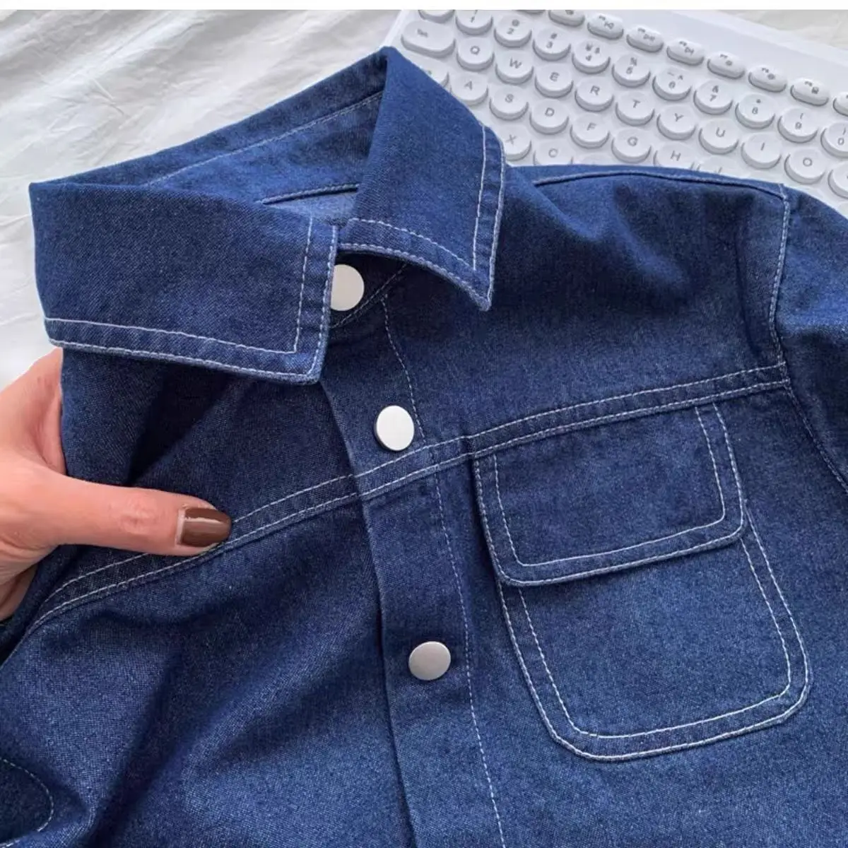 Kids Boys Girls Denim Shirts 2024 New Autumn Winter Outwear Jackets Teenage Casual Cotton Cardigan Blue Jean Blouse Shirts