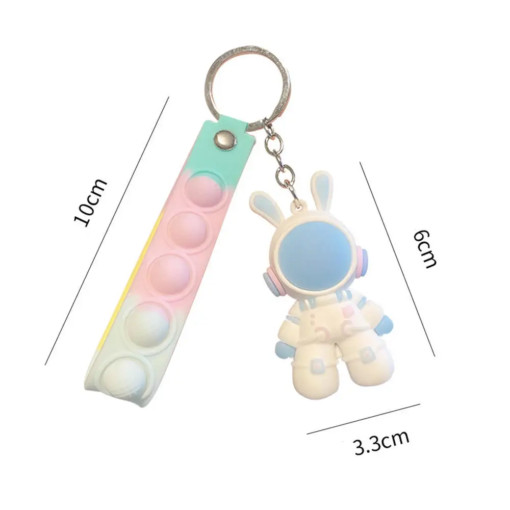 Antistress Fidget Sensory Toys The Astronauts Keychain Push Bubble Squishy Doll Bag Car Accessories Pendant for Kids Toy Gifts