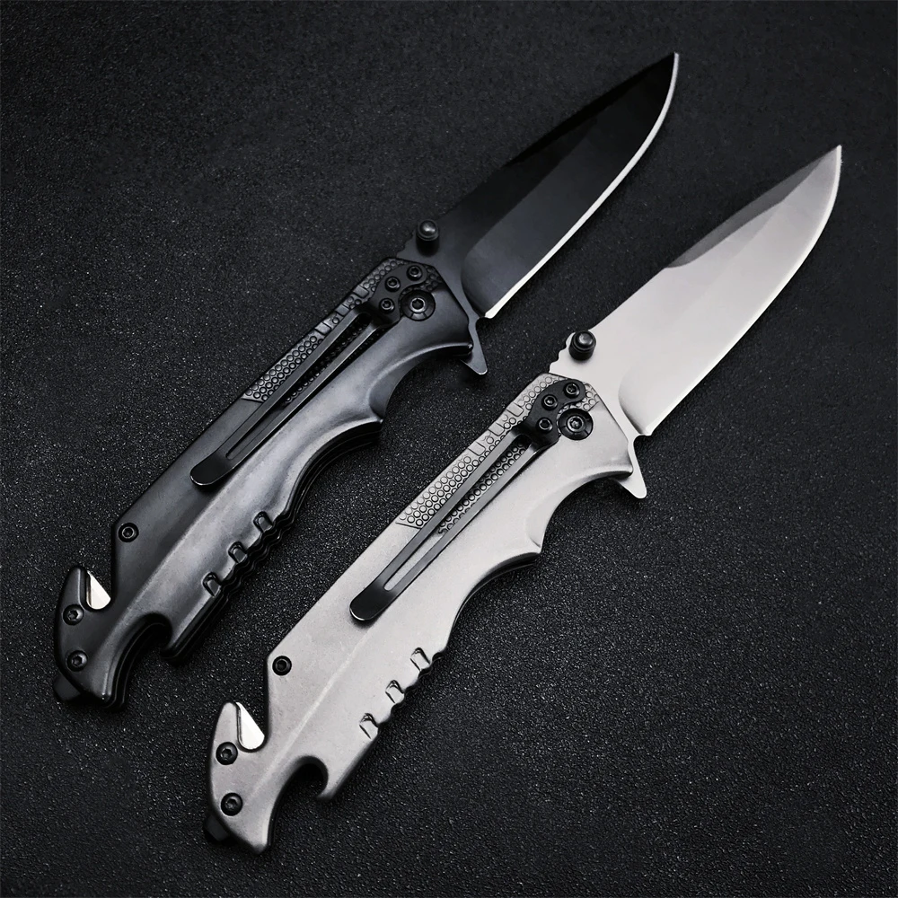 2024 New Multi-functional Folding Knife 5CR13MOV Stonewashed Blade Steel Handle Outdoor Tool Camping Survival Pocket Knives