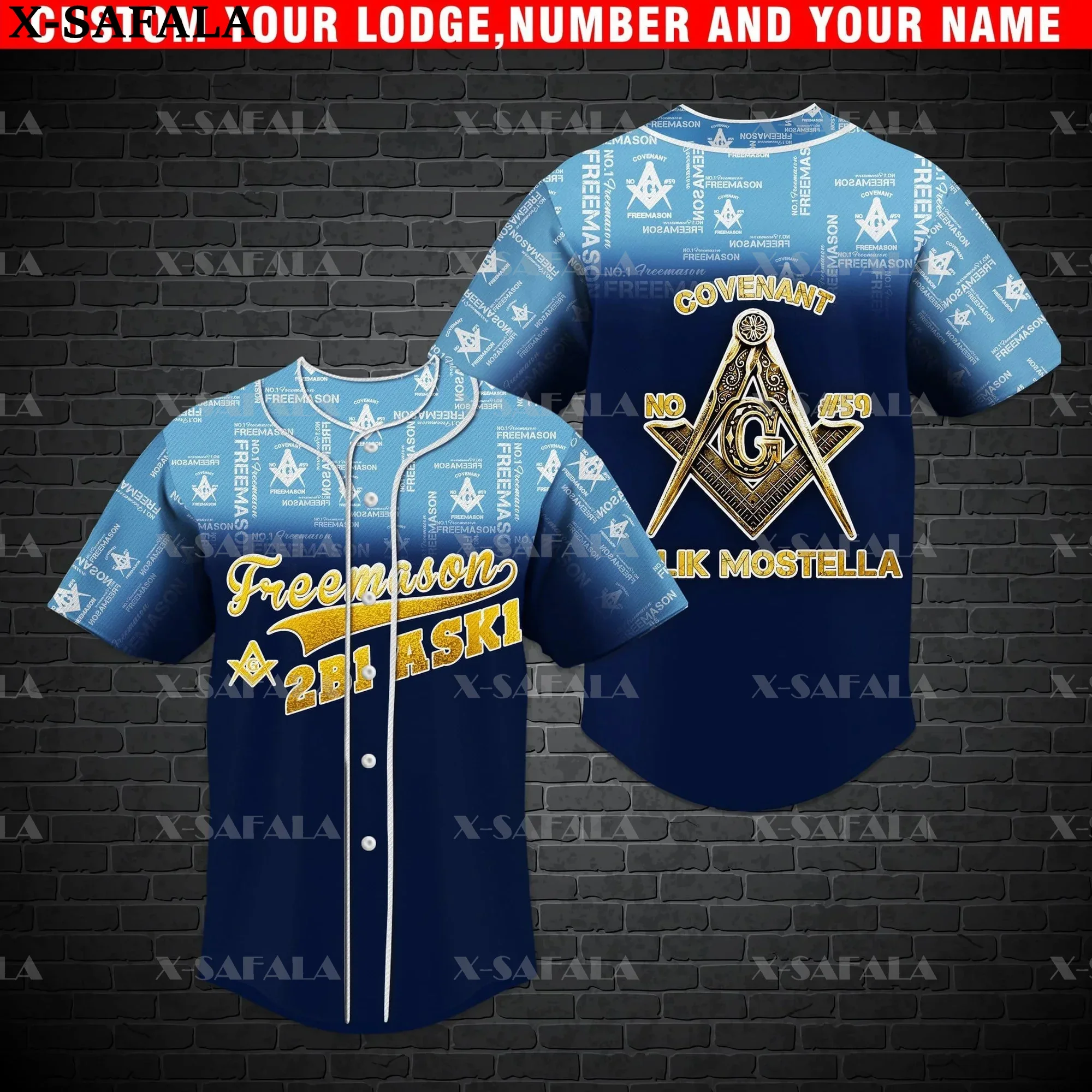 Custom Name Love FREEMASON Masonic Mason 3D Printed Baseball Jersey Summer Shirt Men\'s Tops Tee Oversized Streetwear-1