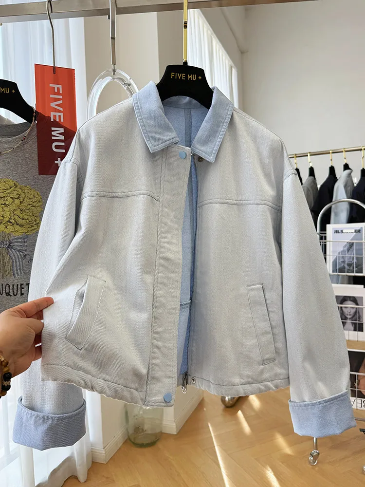 

Korean Loose Casual Denim Jacket Women 2025New Women Solid Lapel Cowboy Jacket SpringAutumn Women Denim Coat Fashion Coat Top