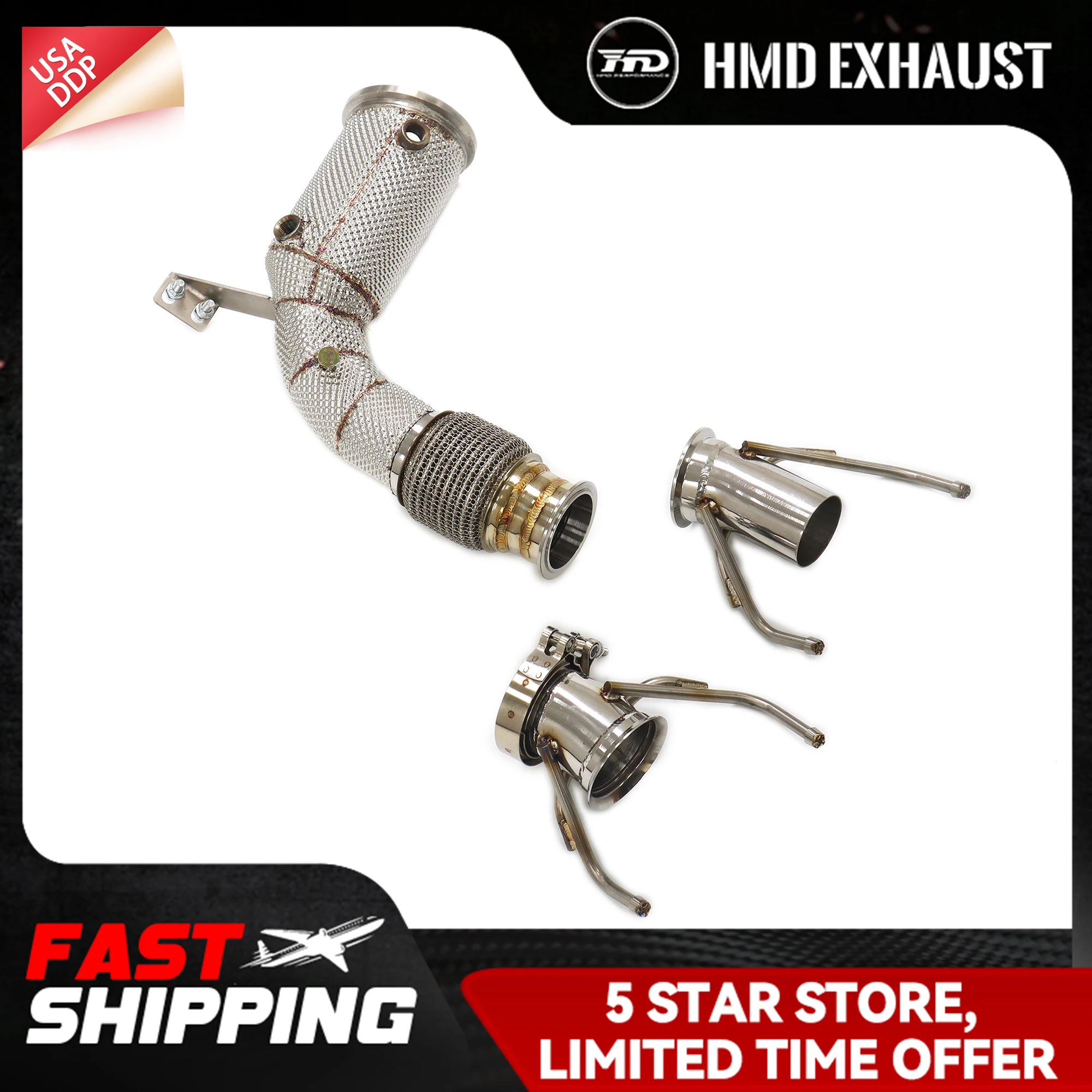 

HMD Exhaust Downpipe for BMW 118i F40 B38 Stainless steel Quick installation High precision with Catalytic Converter