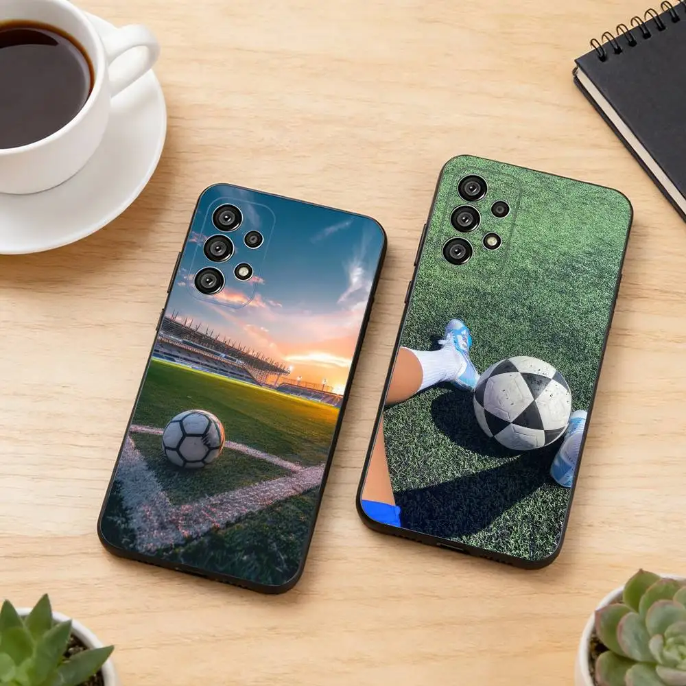 Football Sport Soccer Phone Case Black Silicone Soft For Samsung S25,S24,S21,S22,S23,S30,Ultra,S20,Plus,Fe,Lite