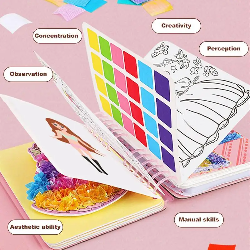 Puzzle Puncture Painting Kit Princess Dress-Up Puncture Painting Kit DIY Crafts Sensory Toys Paper Art Supplies For Boys And