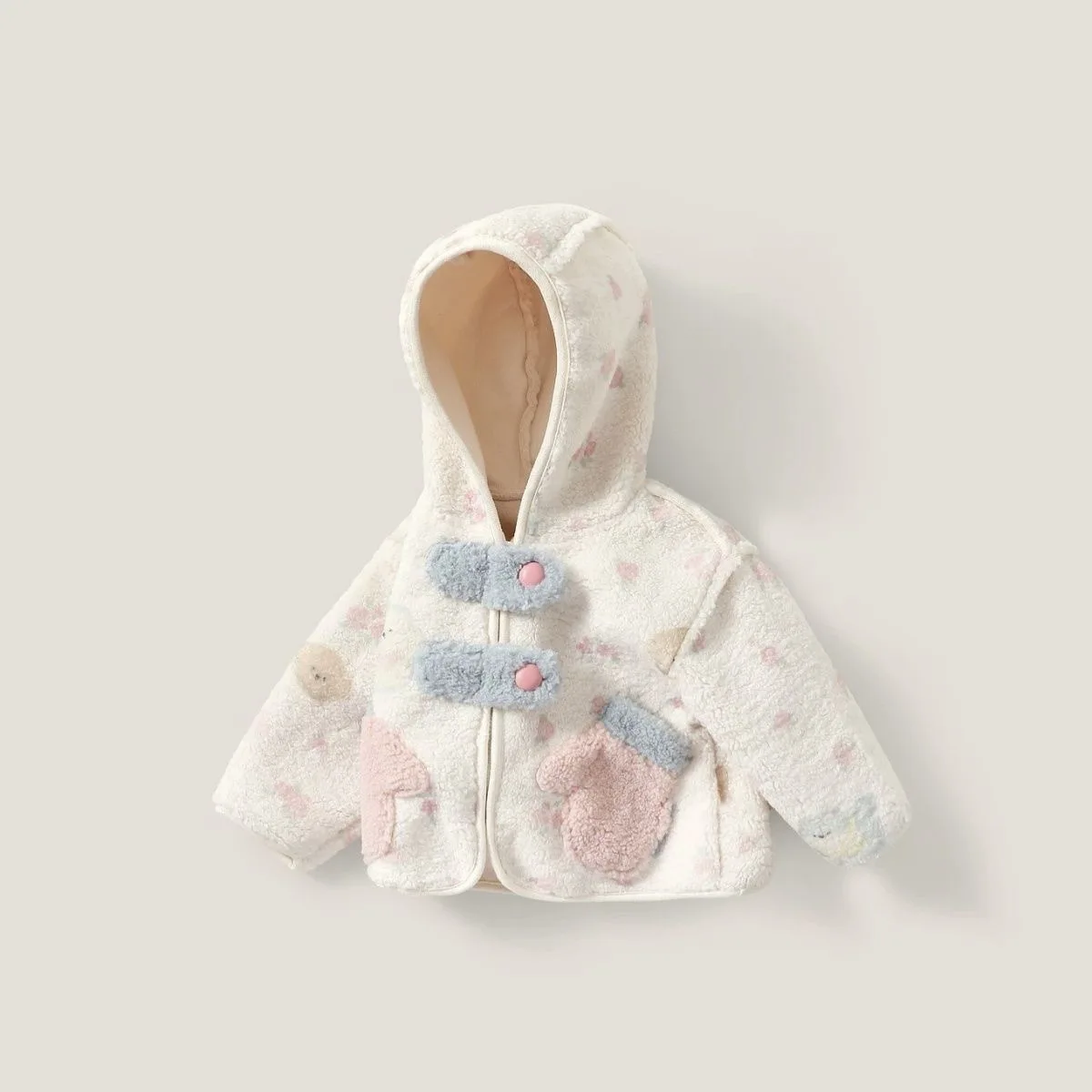 Girls' Fleece Thickened Jacket Autumn and Winter New Hooded Clothes Children's Winter Clothing