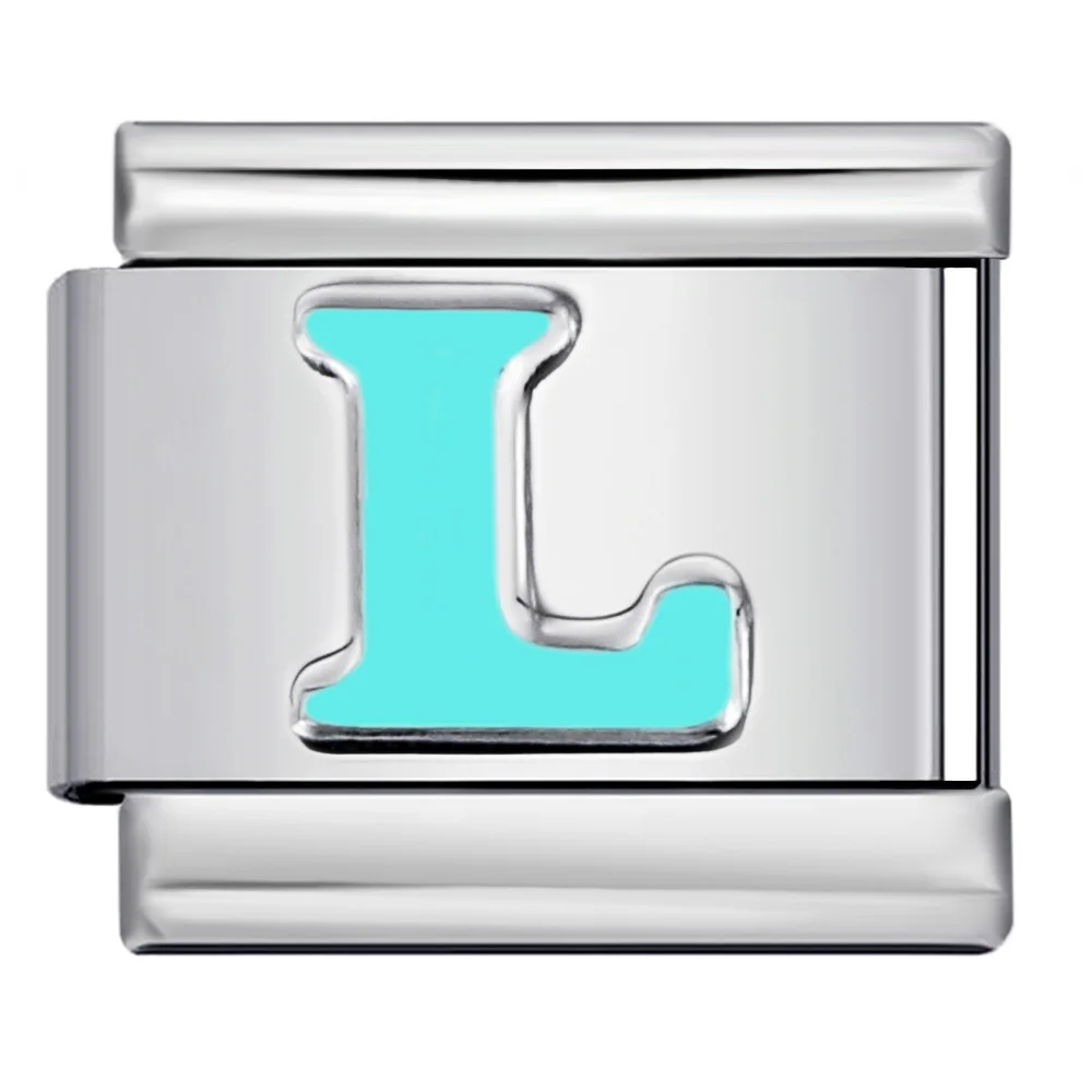 Einfache Grundierung Himmelblau 26 Englische Buchstaben A-Z Italienische Glieder Passend für 9mm Charms Edelstahl-Armbänder DIY Schmuck Geschenk – Detail 3