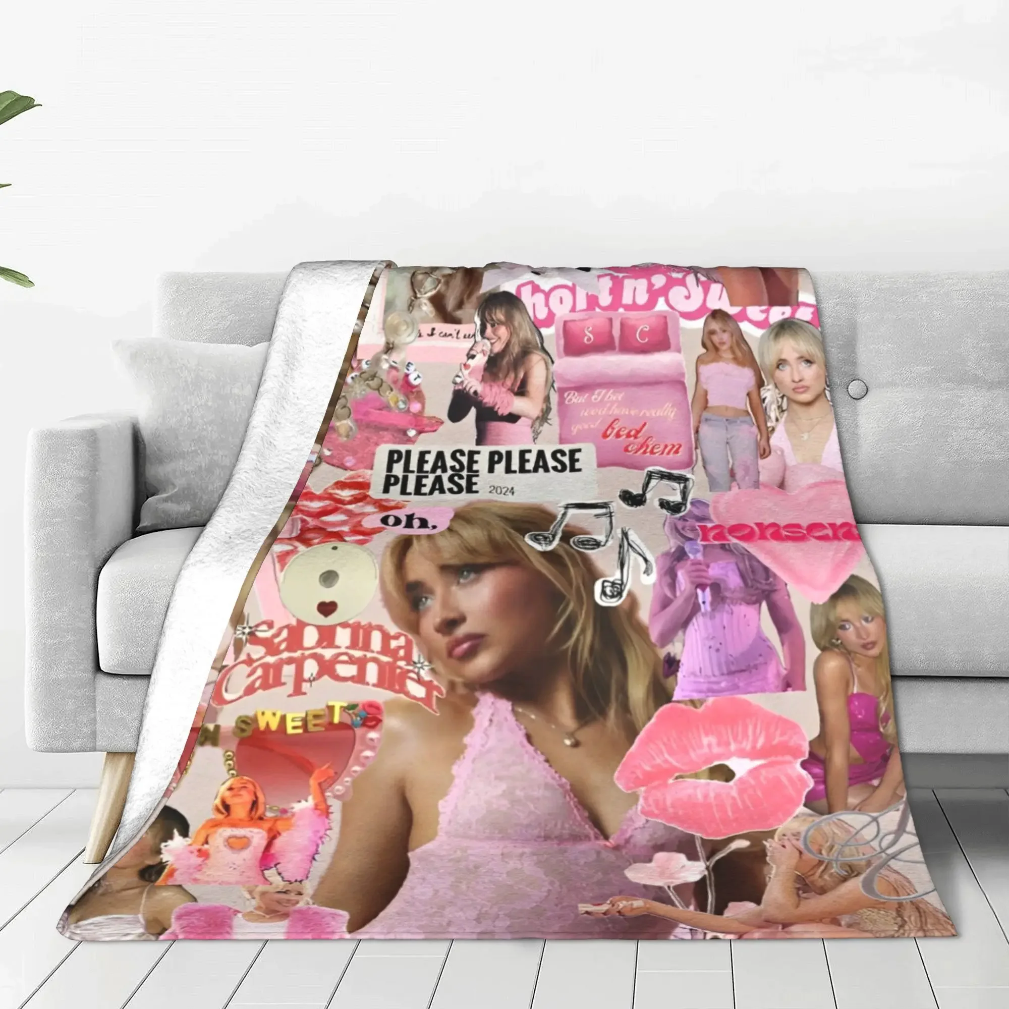 Singer Sabrina Carpenter Blankets Pop Music Flannel Funny Soft Throw Blankets for Chair Covering Sofa Textile Decor Thundercats