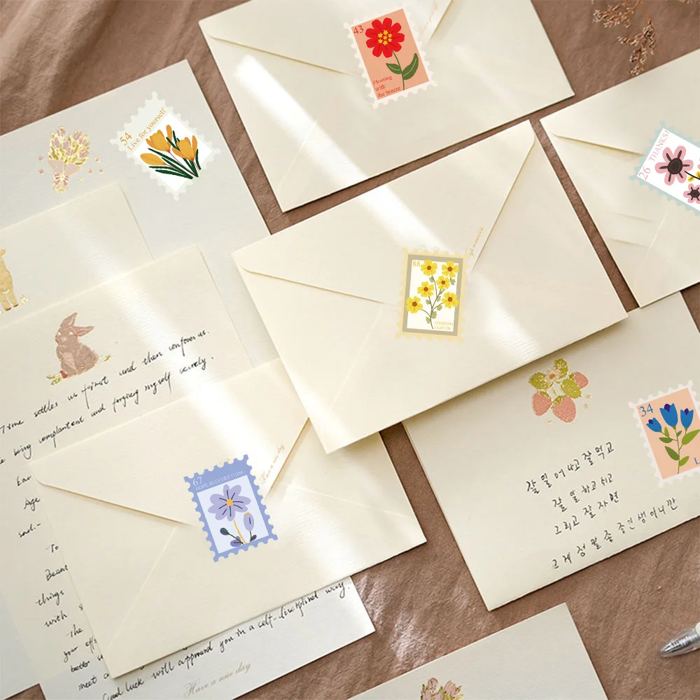 500Pcs Flower Stamps Roll Sticker Harajuku Cartoon Y2k Fashion Scrapbook Graffiti Cafe DIY Scrapbooking Phone Gifts Decals