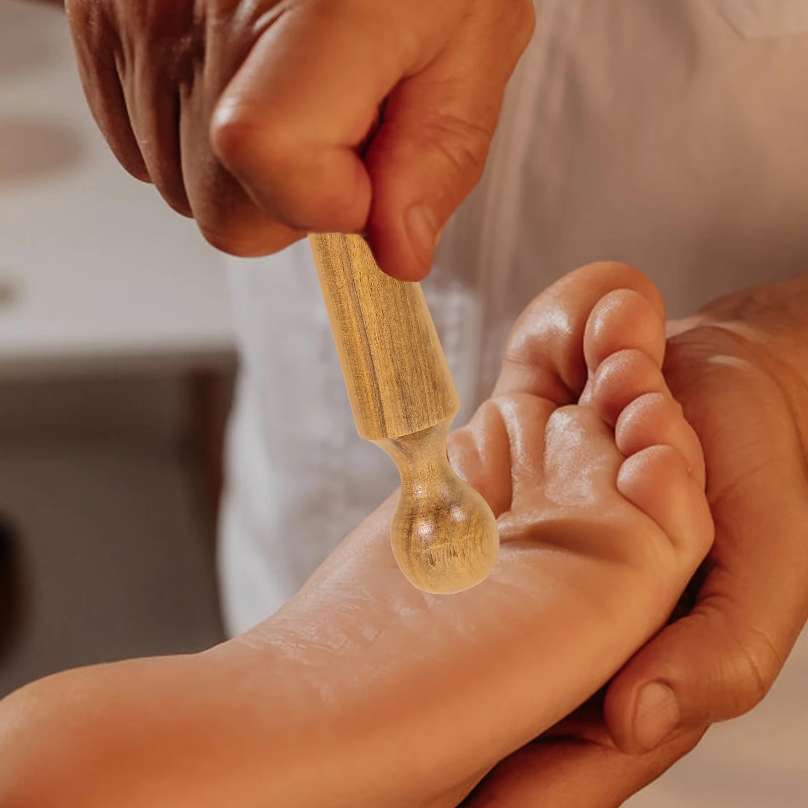 

2Pcs Foot Massage Wooden Reflexology Stick Smooth Handheld Tool for Blood Circulation Relaxing Muscle Fatigue Hand