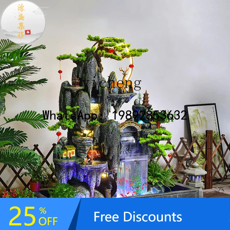 AA office balcony flower rockery fountain fish tank fish pond garden decoration large floor ornament