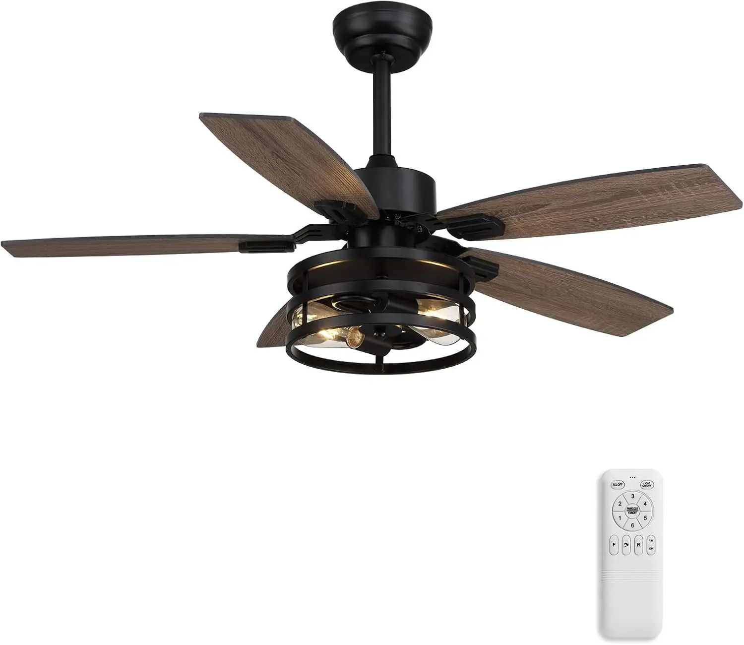 Breezeart 42 Inch Ceiling Fans With Lights And Remote/App Control, Ceiling Fan For Bedroom Living Room And Patio, Caged Ceiling