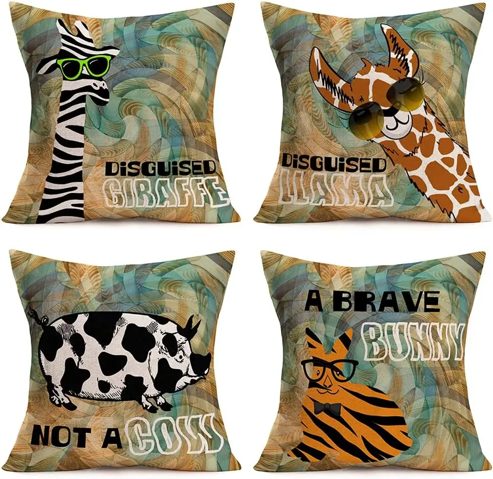 Pillow Cover Decorative Pillowcase with Fun Quotations Pillowcase Cushion Cover Suitable for Sofa Bed Terrace Car