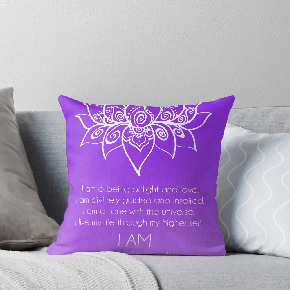 Crown Chakra Affirmation Throw Pillow Cusions Cover Decorative Cushion Cover pillow