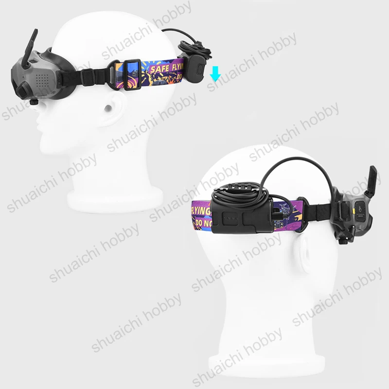 FPV Goggles Battery Clip with Wire Winder Design Optional Headband Power Supply Cable for DJI Goggles 2/V2 Avata Digital Glasses