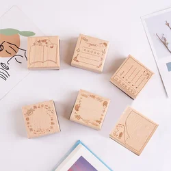 1Pc Vintage Message Frame Series Decoration Wooden Rubber Stamps for Scrapbooking Stationery Diy Craft Cute Cat Standard Seal