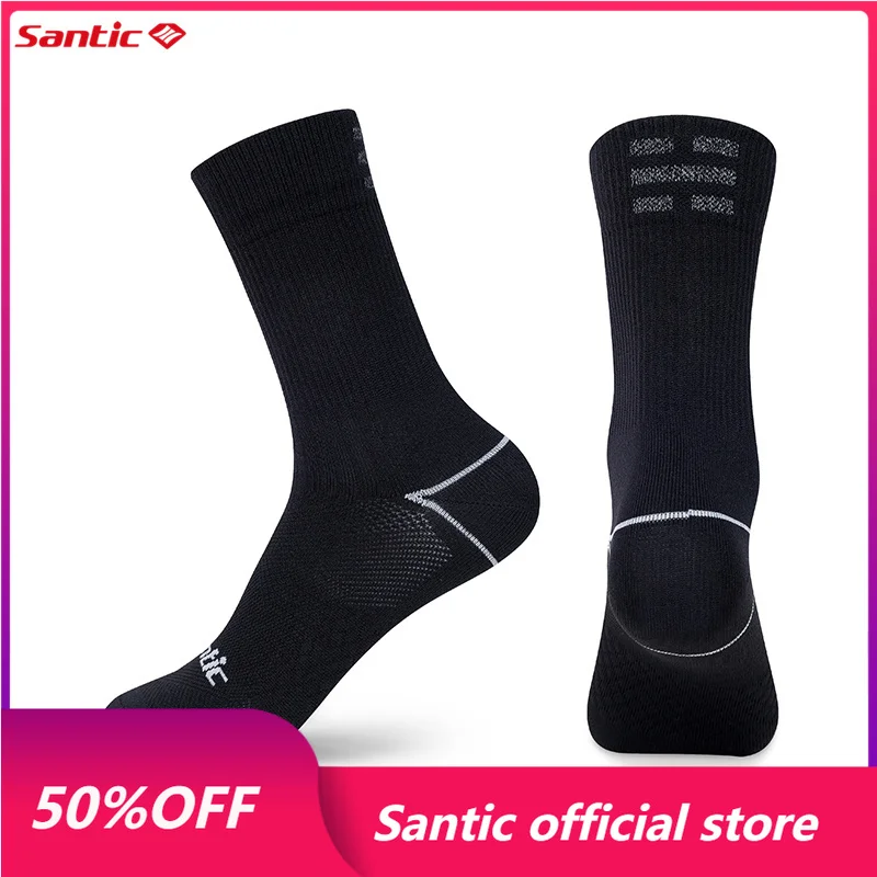 Santic New Cycling Socks Reflective High Elastic Four Season Cycling Sports Breathable