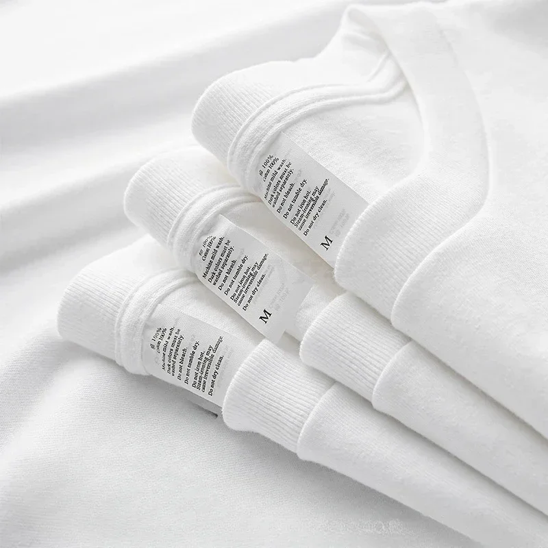 Spring Autumn 300g Heavy-duty Pure Cotton Long Sleeved  T-shirt FLoose White Top Thick Base Layer Underneath for Men and Women image 2