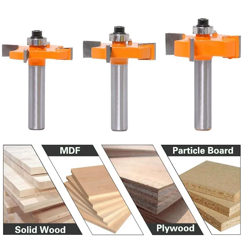XCAN Milling Cutter 8mm Shank T Type Wood Milling Cutter With Bearings Industrial Grade Router Bit for Woodworking Tool 1PC