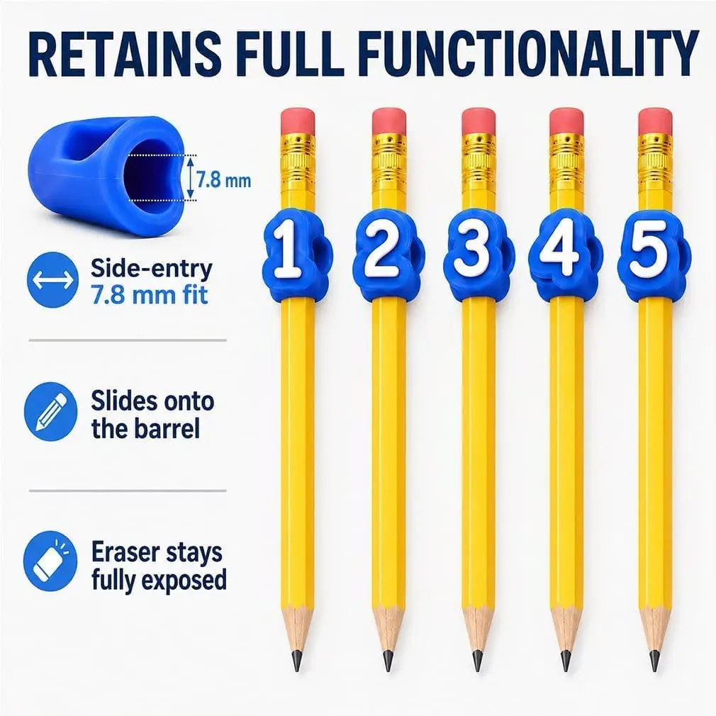 Picture 4: 30/50PCS Numbered Silicone Pencil Toppers Digital Pencil Caps Cute Colorful Pen Top Protector Marking School Stationery Supplies