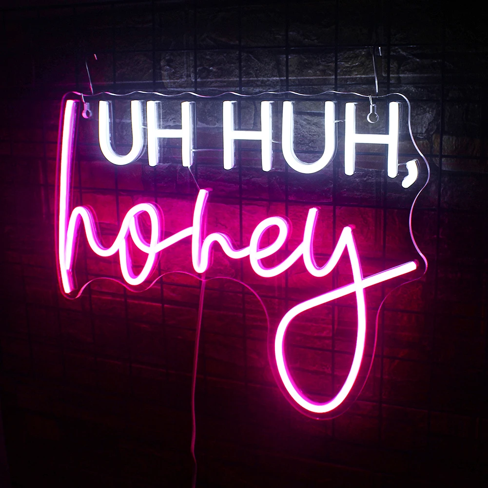 Imagem -05 - Huh Honey-neon Sign For Wall Decor Letter Led Rosa Branco Quarto Sala de Jogos Homem Caverna Casa Bar Casamento Birthday Party ah