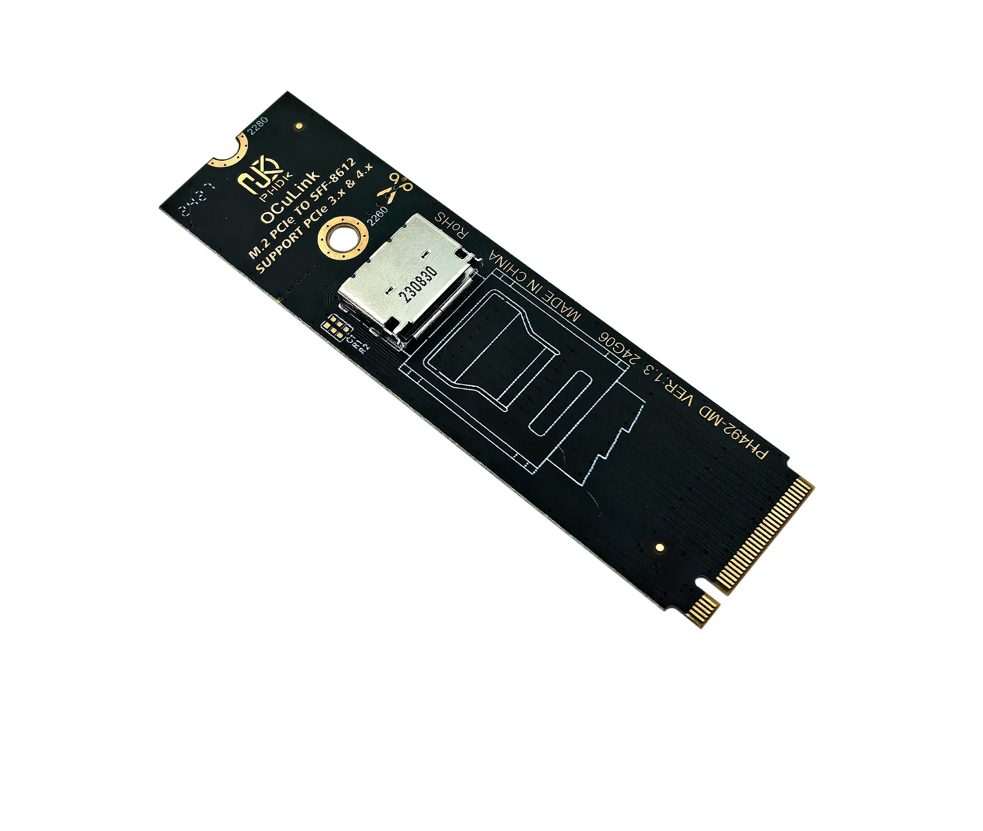 M.2 nvme pcie para oculink fêmea doca SFF-8612 adaptador m.2 mkey nvme para oculink SFF-8611 SFF-8612 adaptador