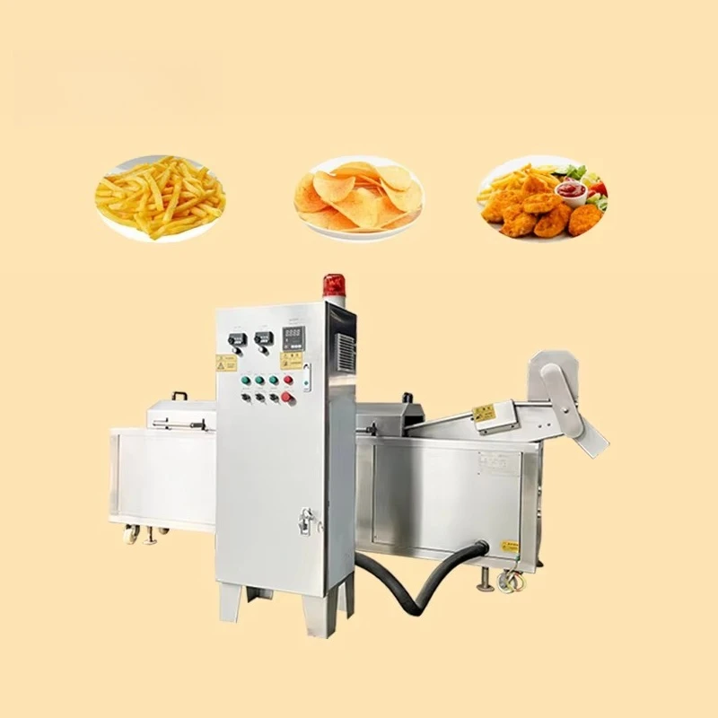 Continuous Belt Fryer Machine Industrial for Fries Chips Seafood Bread Deep Frying Production Line Custom
