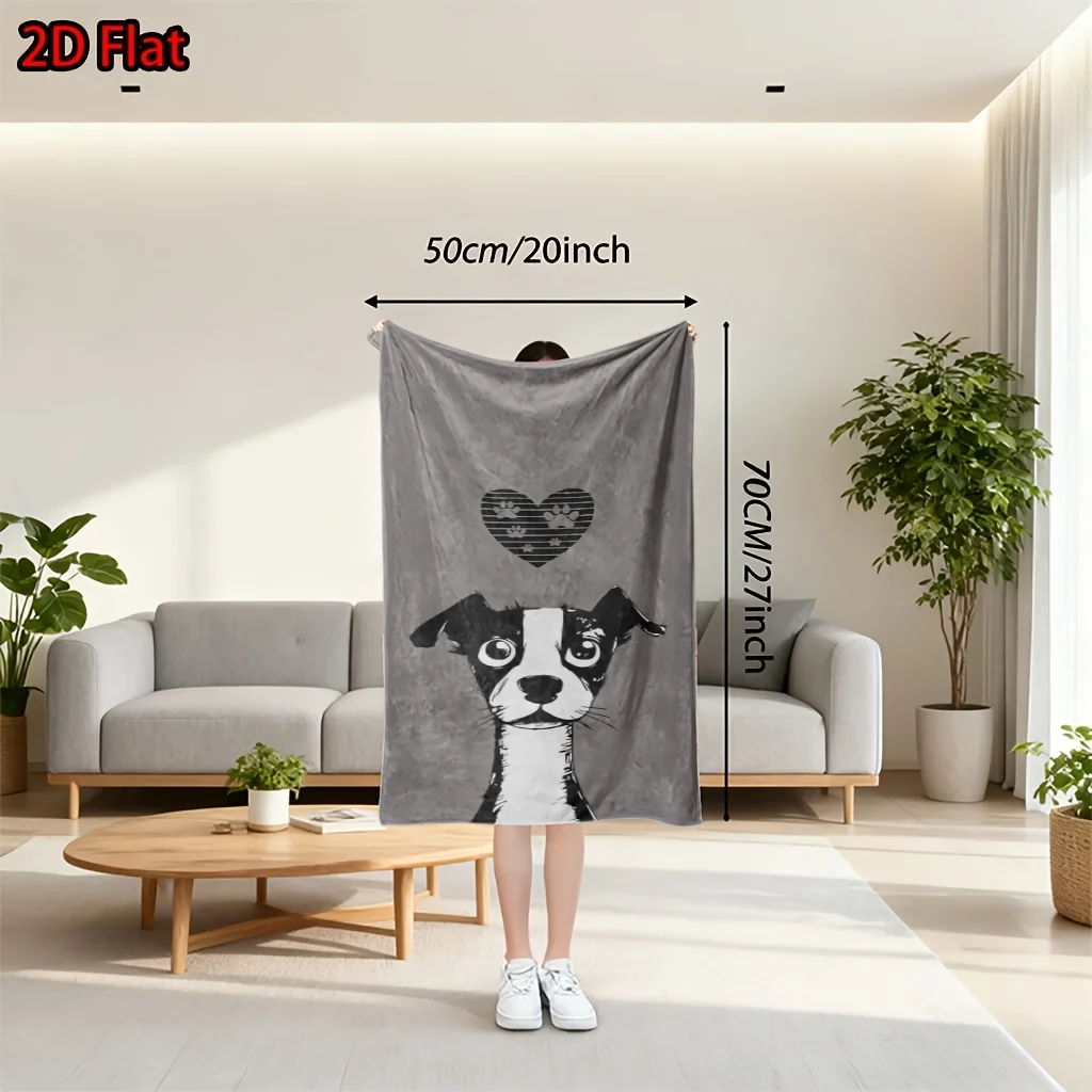 Cute Dog Illustration Throw Blanket Pet Gift Cozy Nursery Home Decor Puppy Lover Paw Print Throw for Dog Owners Mom