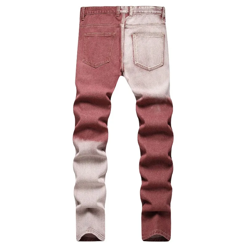 Die neuen trendigen Herren-Jeans zum Abnehmen, nicht elastisch, stilvoll, Patchwork, zerrissen, für die sommerliche Jugendsaison, Dopamin-Mode