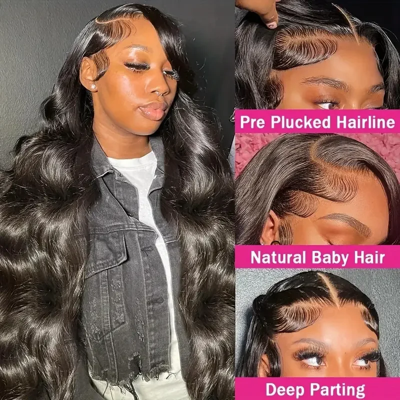 Perruque Full Lace Wig Body Wave Indienne Naturelle, Cheveux Humains, Pre-Plucked, 30 Pouces, 13x4, 13x6, HD, Densité 360, pour Femme