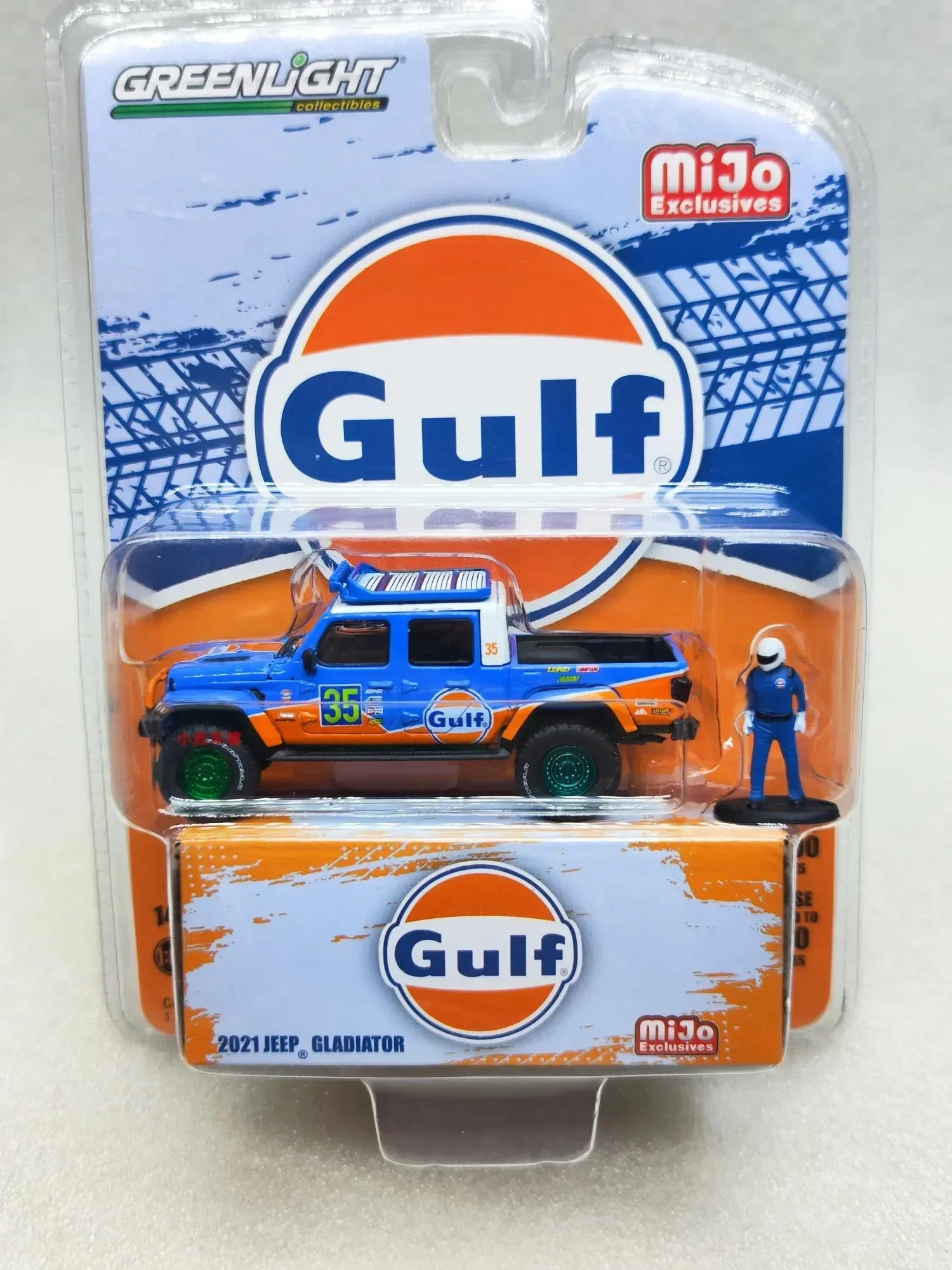 

GreenLight 1:64 2021 Jeep Gladiator — Gulf Oil Gulf Green Edition, литая под давлением модель автомобиля из металлического сплава, игрушки для подарочной коллекции