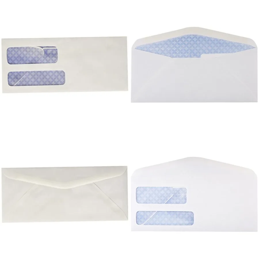 

#9 Double Window Security Gummed Business Envelopes for Invoices, 500 Count, White