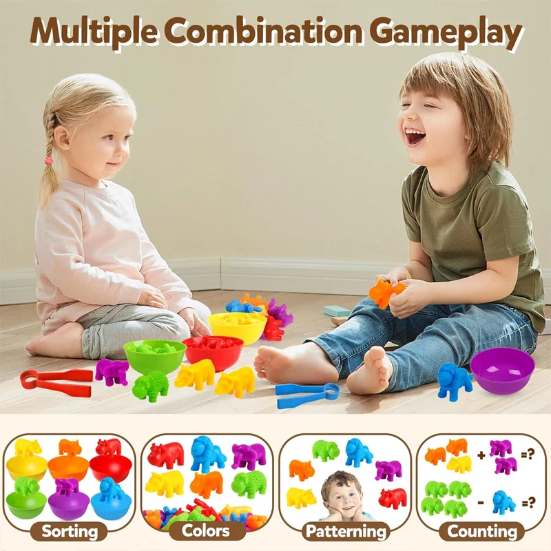 New Rainbow Counting Animal Traffic Car Early Education Toy Animal Cognition Montessori Math Teaching Assisted Kindergarten Game