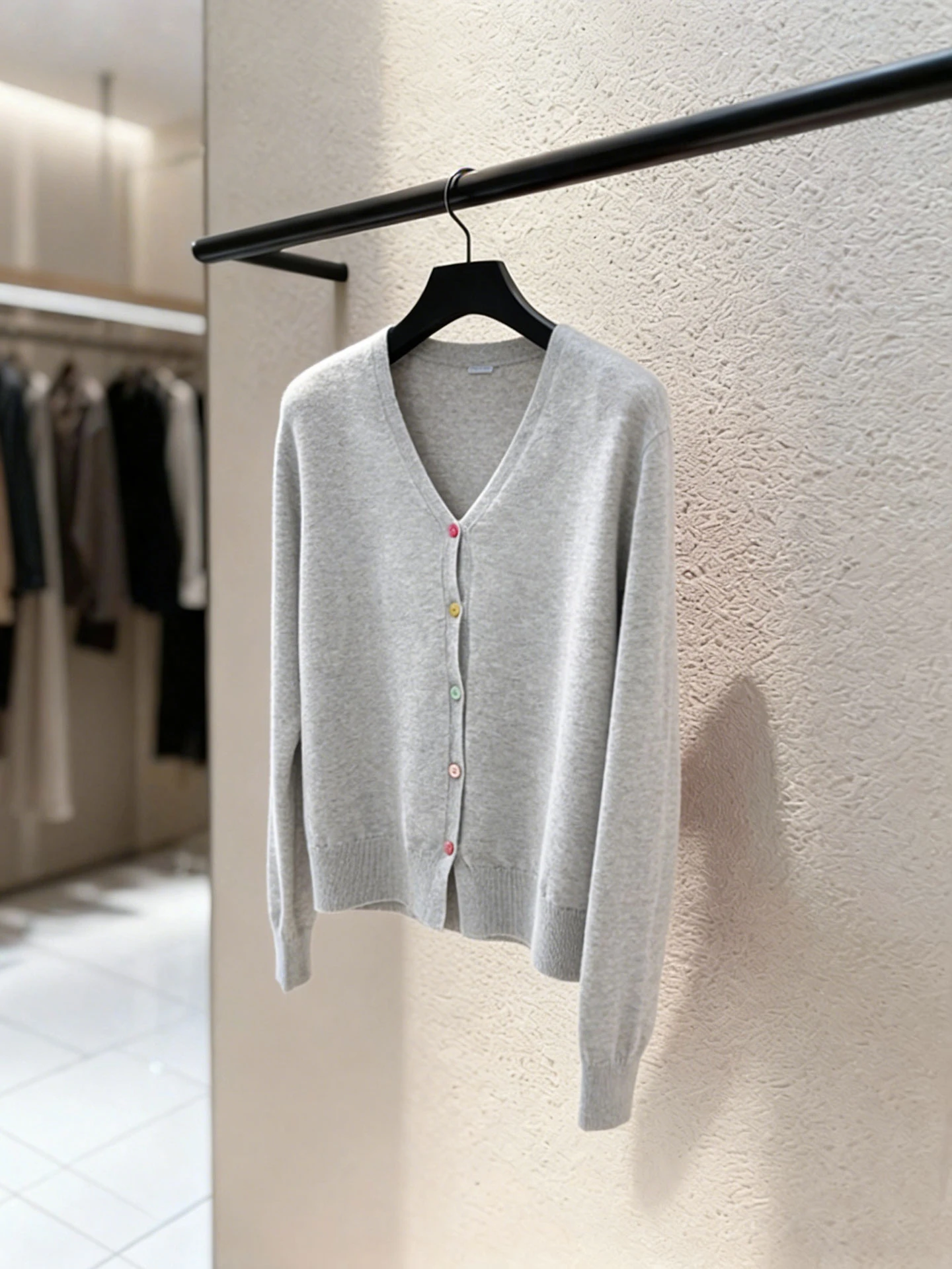 2026 Autumn V-Neck Knitwear Cardigan Pure Color Commute Women's Style Korean Loose Fit Long Sleeve High-End Feeling Casual Wear