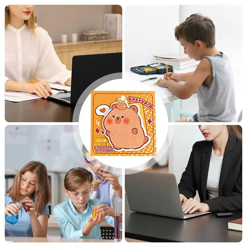 Cute Cartoon Capybara Sticky Note Memo Cute Sticky Notes Irregular Notepaper 30 Sheet Tearable Sticker Stationery Supplies